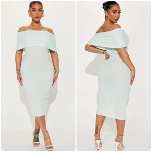 NEW Culture Code Mint Off Shoulder Midi Dress